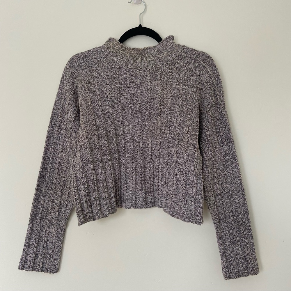 Vintage Cropped Mock Neck Sweater in Pink Marl size Medium
